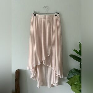 Light Baby Pink Balletcore Coquette Girl Pleated High Low Midi Skirt size S